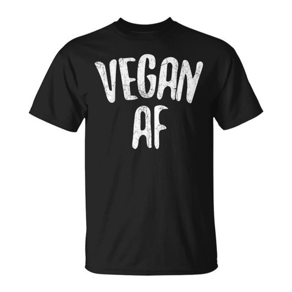 Vegan AF T-Shirt Unisex Adult Cotton Tee for Vegans and Vegetarians, Plant-Based Lifestyle Graphic, Casual Wear, and Everyday Comfort, Size S, Color Black