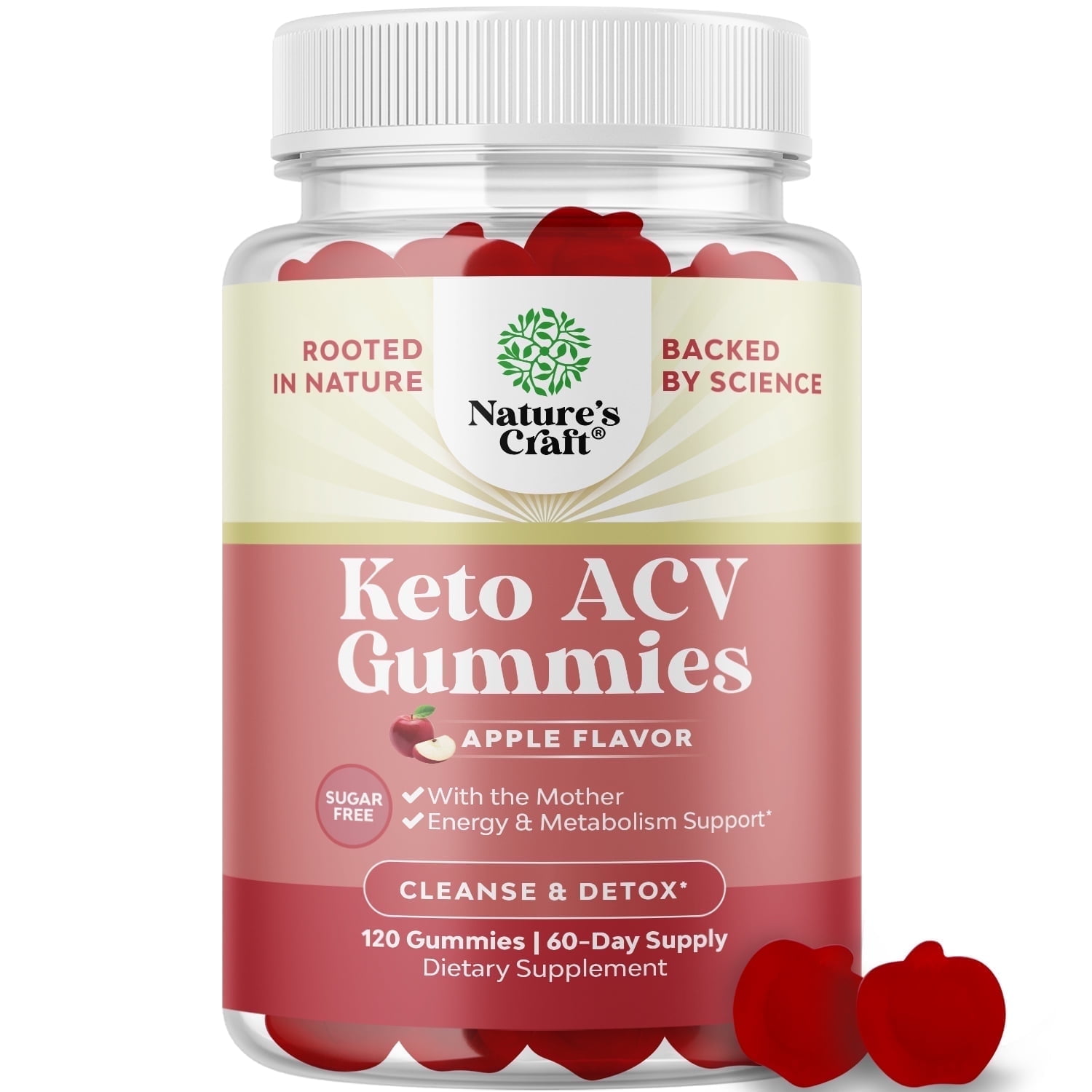 Vegan Advanced Keto ACV Gummies - Keto Apple Cider Vinegar Gummies Sugar Free Delicious Formula for Slimming Cleanse and Detox Goals - Non GMO Apple Cider Vinegar Gummies with the Mother (2 Months)
