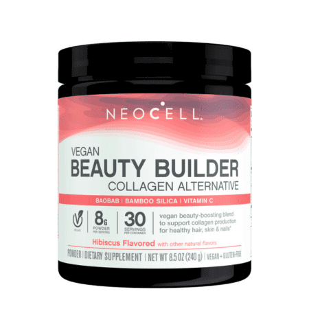 Vegan Beauty Builder Collagen | 8.5 oz | Hibiscus Flavor | Supplement Powder for Men and Women | by NeoCell