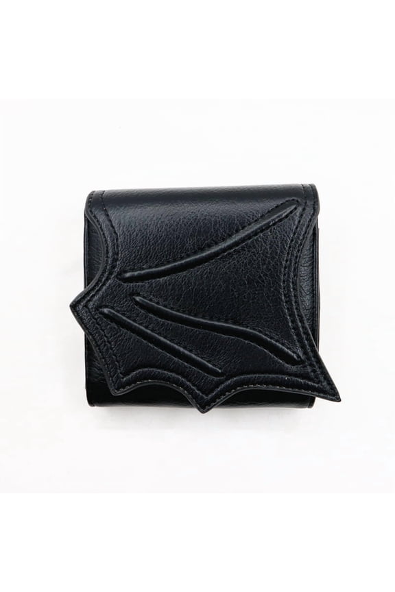 Vegan Black faux leather bat wing wallet Money Card Holders with 3 card slots，Gothic man Handbags Clutch