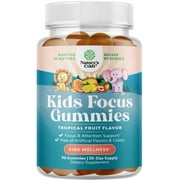 Vegan Brain Focus Gummies for Kids - Kids Focus Supplement with Phosphatidylserine Bacopa Monnieri Green Tea Extract Tyrosine and More Focus Vitamins for Kids Balanced Concentration Energy and Focus