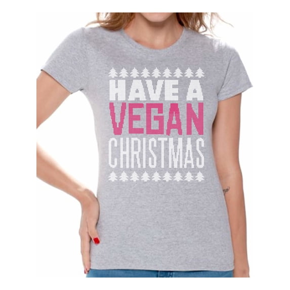 Vegan Christmas Ladies Shirt Holiday Season Tee for Her Merry Xmas 2020 Happy New Year T-Shirt for Women