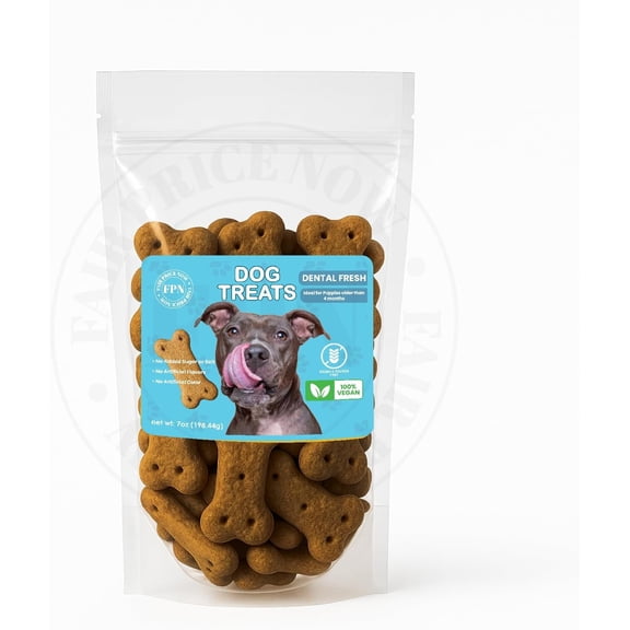 FPN Vegan Dog Treats for Dental Health, 7 oz Grain-Free Biscuits with Mint, Celery & Sage, Human-Grade Superfood Snack for All Dogs