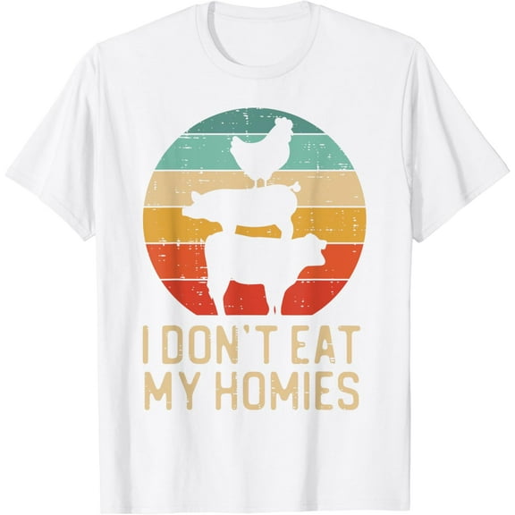 Vegan Dont Eat My Homies Retro Vegetarian Men Women Kids T-Shirt