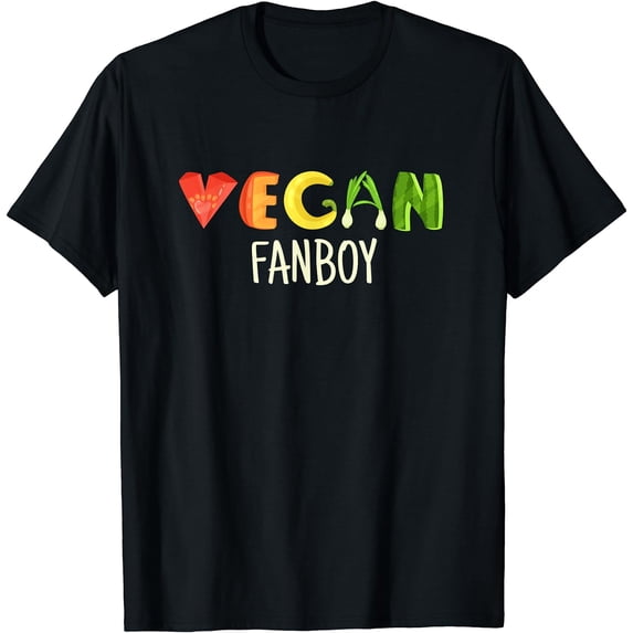 Vegan Fanboy Vegetable Lettering Cool Design Gift T-Shirt Black Small