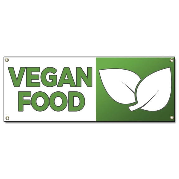 Vegan Food | 24" X 72" Banner | Heavy Duty 13oz. Outdoor Vinyl Single Sided With Grommets | Made in The USA