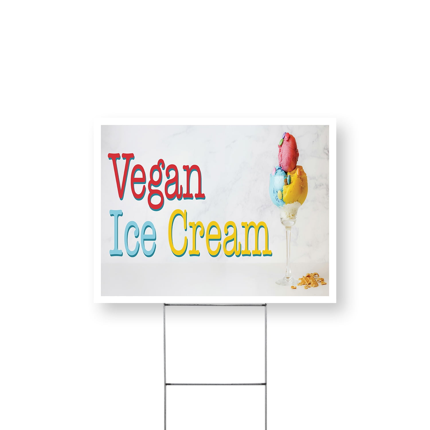 Vegan Ice Cream Yard Sign 18 Inch x 24 Inch Double Sided Weatherproof ...