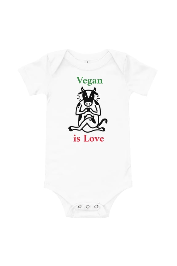Vegan Is Love Baby Short Sleeve One Piece | Graphic Onesie | Cute Baby One Piece