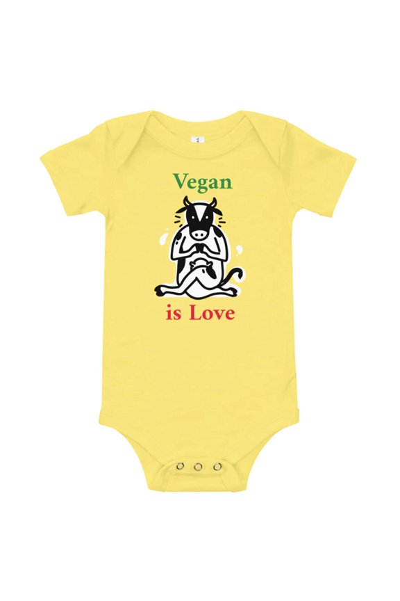 Vegan Is Love Baby Short Sleeve One Piece | Graphic Onesie | Cute Baby One Piece
