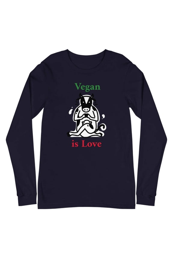 Vegan Is Love Unisex Long Sleeve Tee | Graphic T-Shirt | Veganism Shirt