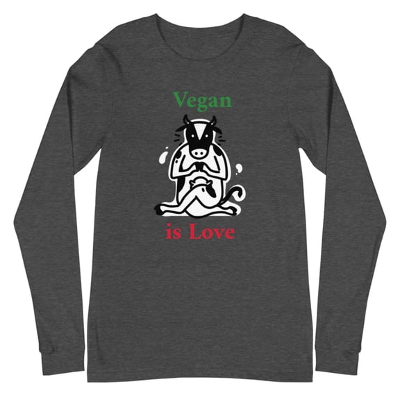 Vegan Is Love Unisex Long Sleeve Tee | Graphic T-Shirt | Veganism Shirt