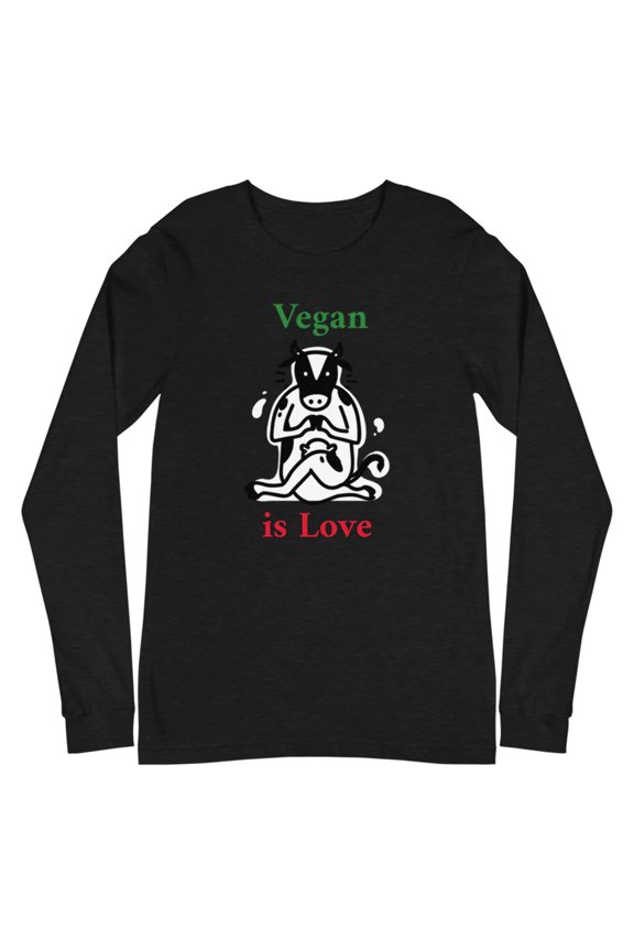 Vegan Is Love Unisex Long Sleeve Tee | Graphic T-Shirt | Veganism Shirt