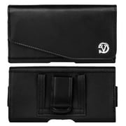 Vegan Leather Angled Cover Holster Carrying Case with Belt Loop and Clip for LG Q7 / K30 / Zone 4