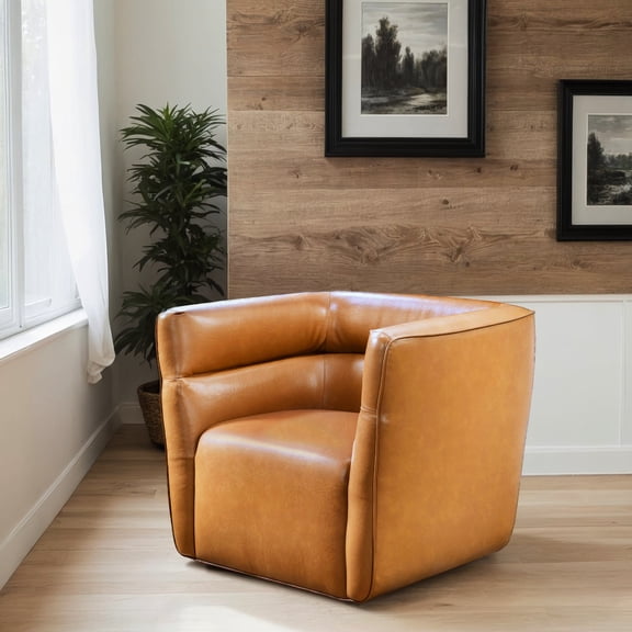Vegan Leather Chairs with Swivel | Rock Back and Forth for Relaxation | Durable Leather Upholstery | Comfortable Thick Seat Cushion