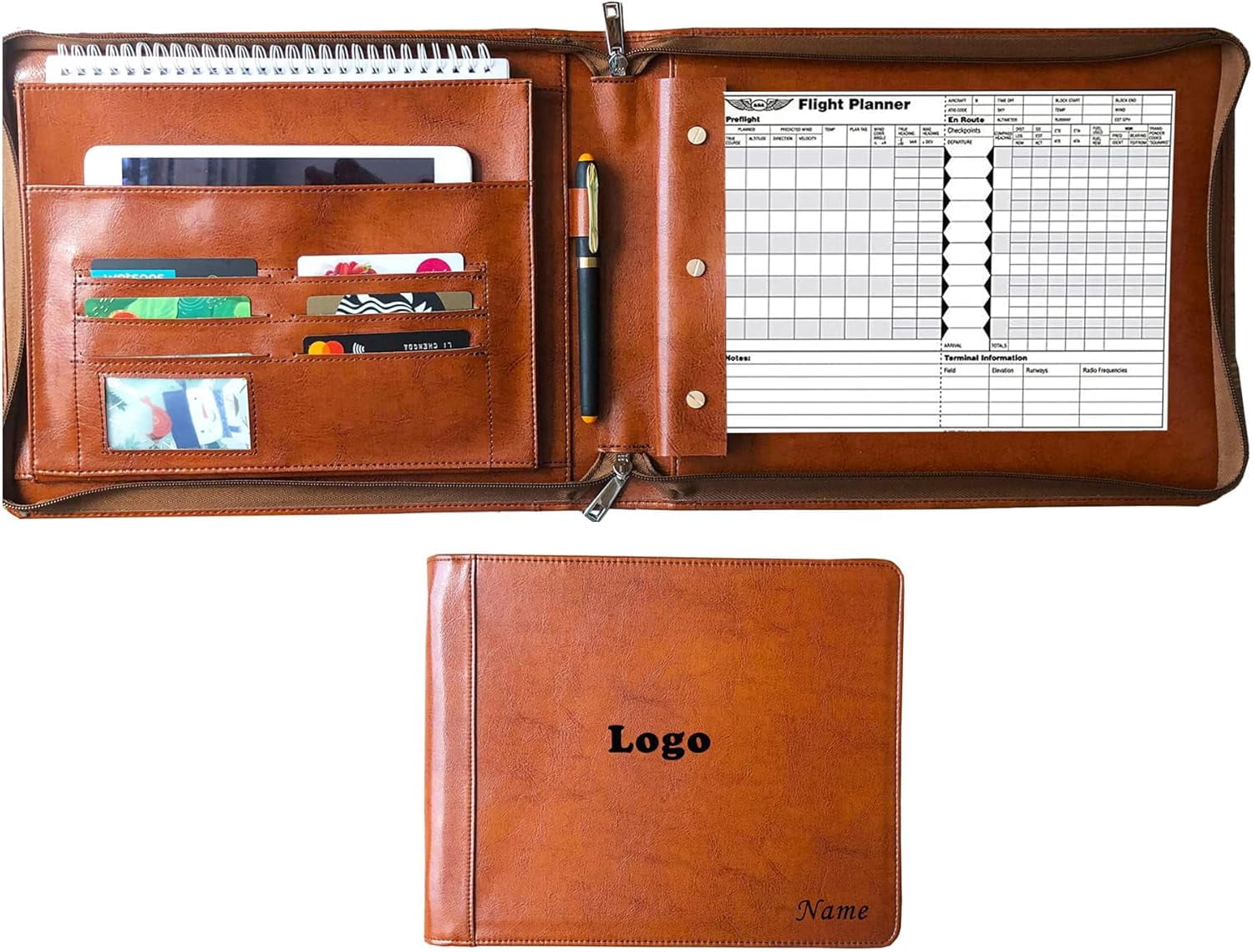 Vegan Leather Check Book Portfolio for 3 or 9 Ring Binders, Business Check Binder for 11 1/4"x9"