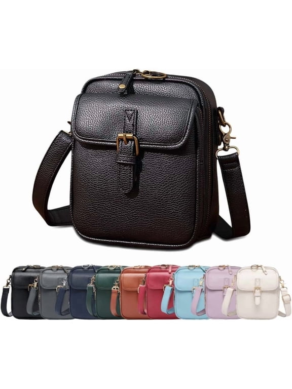 Vegan Leather Crossbody Bag for Women - Anti Theft RFID Purse with Built-in Wallet Organizer, Vintage Messenger Bag with Multiple Card Slots, Adjustable Strap for Travel & Daily Use