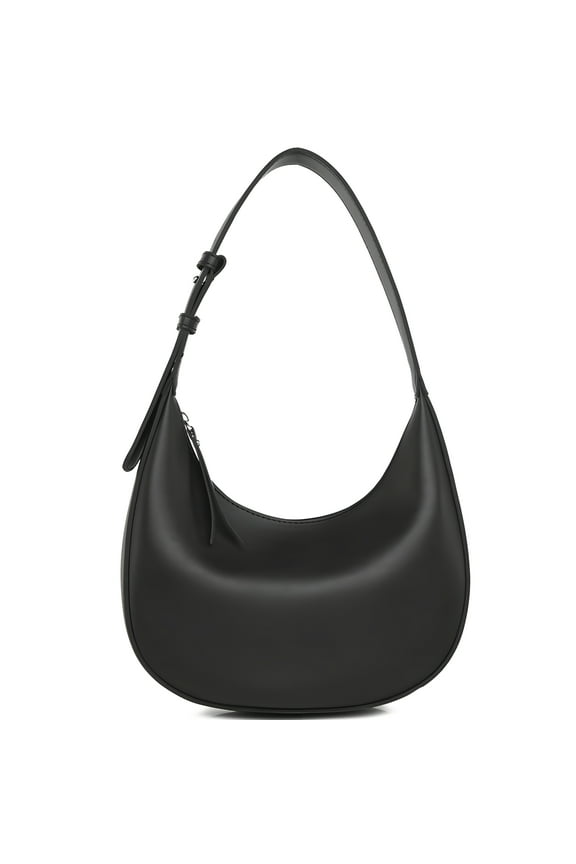 Vegan Leather Crossbody Bag for Women, Anti-Theft Crescent Shoulder Bag, Adjustable Strap, Zipper Closure, Convenient Underarm Hobo Handbag, Black