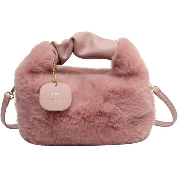 Women Fluffy Tote Bag Plush Shoulder Underarm Bag Faux Fur Crossbody Handbag with Strap Y2K Furry Purse Winter