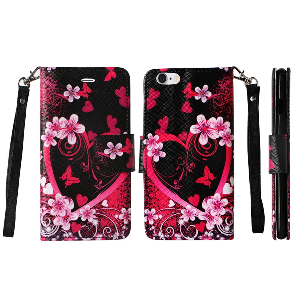 Vegan Leather Folio Phone Stand Case With Magnetic Closure For iPhone 6 or 6s