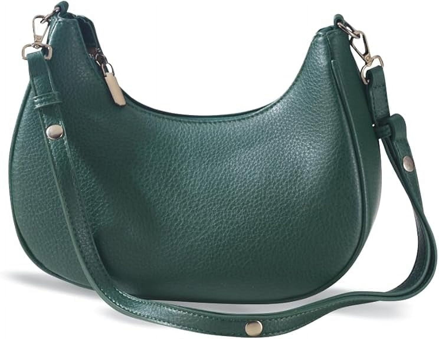 Vegan Leather Hobo Bag for Women, Emerald Green Purse with Interior Pockets, Ladies Handbag with Zipper Closure and Removable Shoulder Strap