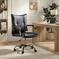 thumbnail image 1 of Tina's Home Luxury Faux Leather Office Chair with Golden Accents, Adjustable Swivel Ergonomic Desk Chair for Executive Comfort and Style Navy, 1 of 11