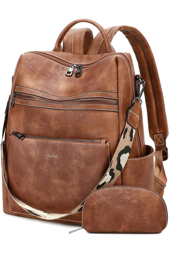 Vegan Leather Laptop Backpack for Women 15.6 Inch Work Backpack Purse for Travel College