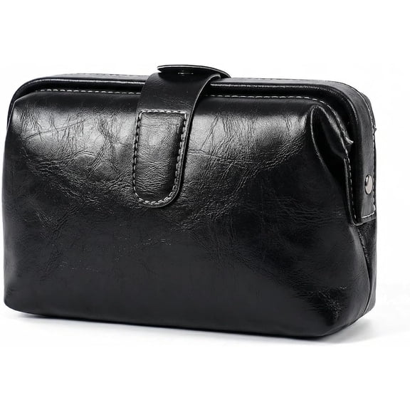 Vegan Leather Makeup Bag (Deep Obsidian Black)