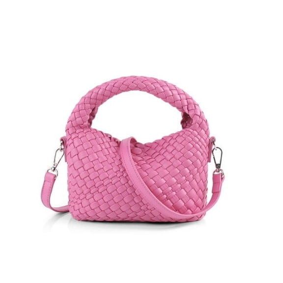 Vegan Leather Mini Woven Crossbody Shoulder Bag