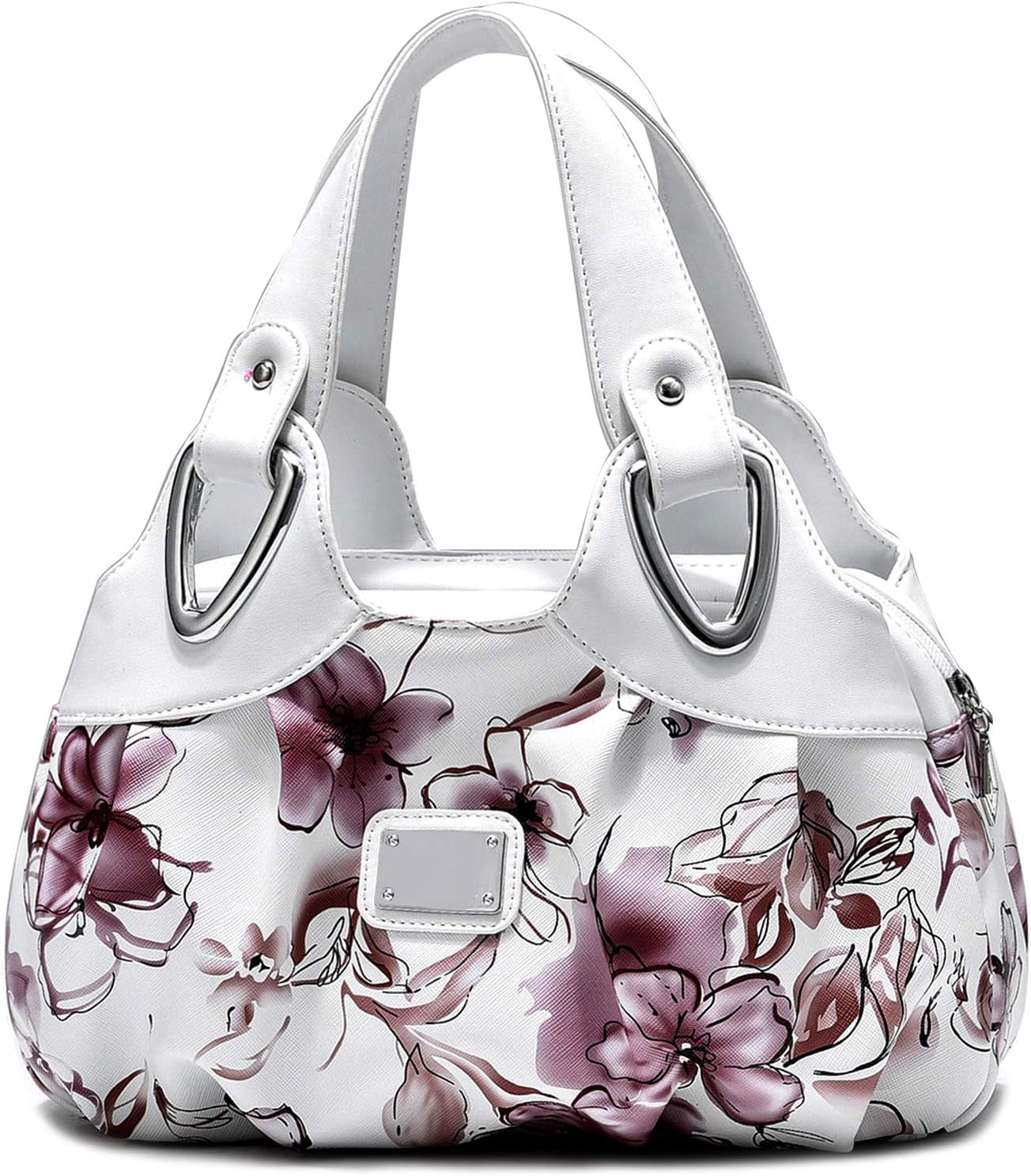 Vegan Leather Purse for Women Fashion Hobo Style Floral Handbag