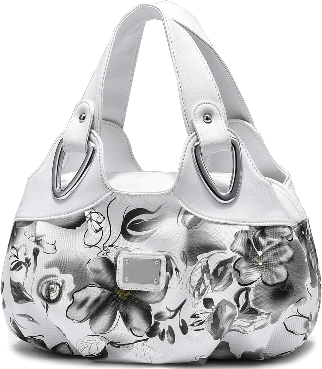Vegan Leather Purse for Women Fashion Hobo Style Floral Handbag