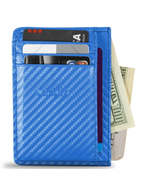 Vegan Leather RFID Blocking Credit Card Holder Slim Front Pocket Wallets for Men
