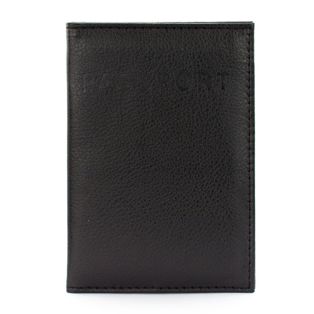 Vegan Leather RFID Blocking Passport Cover, Sturdy, Slim (Black)