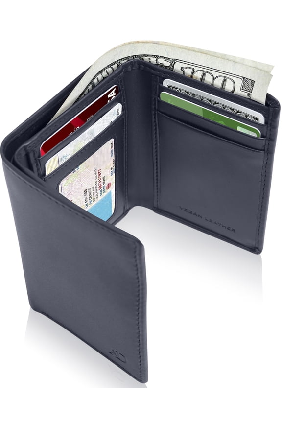 Vegan Leather Trifold Wallets For Men - Cruelty Free Non Leather Mens Wallet With ID Window Gifts For Men