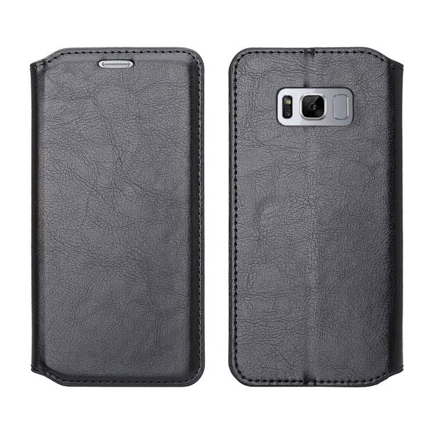Vegan Leather Wallet Stand Case with Dedicated Card Slots for Samsung Galaxy S8 Plus