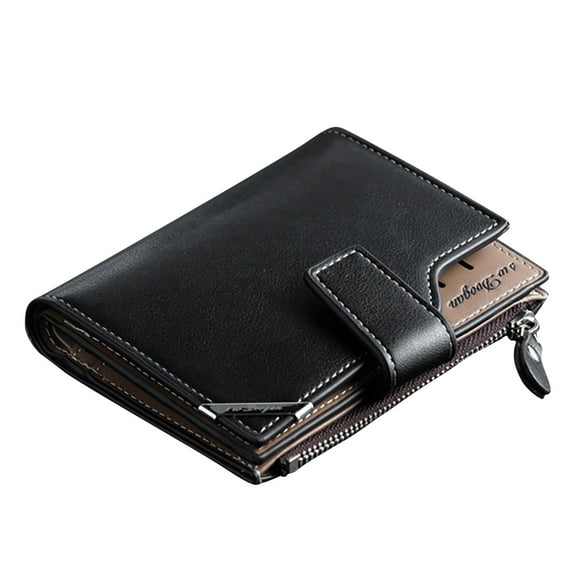 Vegan Leather Wallet for Men with Zipper Vintage RFID Blocking Large Capacity Credit Card Holder with ID Window