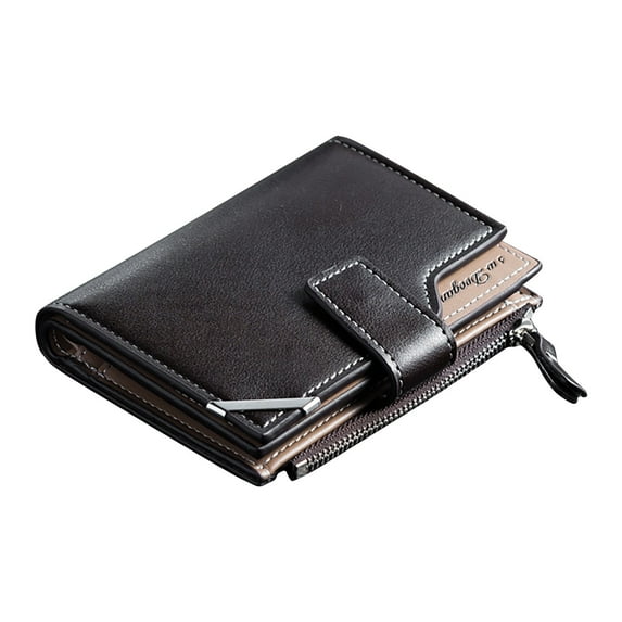 Vegan Leather Wallet for Men with Zipper Vintage RFID Blocking Large Capacity Credit Card Holder with ID Window