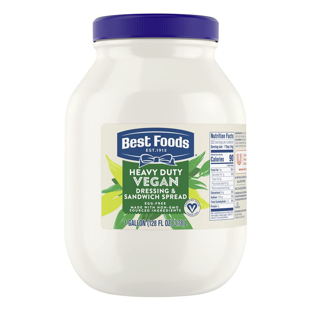 Vegan Mayonnaise Jar Made with Non GMO Sourced Ingredients, No Artificial Flavors or Colors, No Cholesterol, Gluten Free, 1 Gallon (Pack of 1)