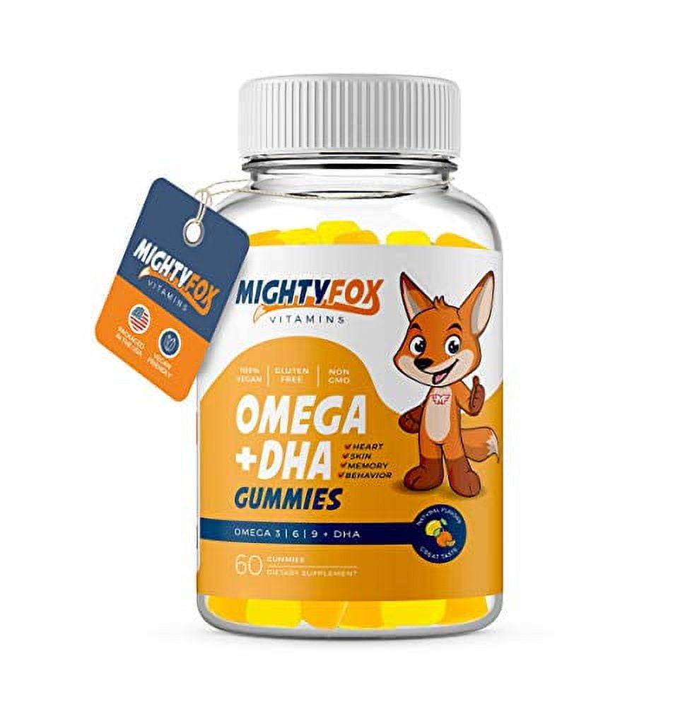 Vegan Omega 3 6 9 + DHA Gummies for Kids with Vitamin C for Heart