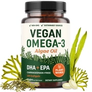MAV Nutrition Vegan Omega-3 Algae Oil Softgels with DHA & EPA for Heart Health,120 Count