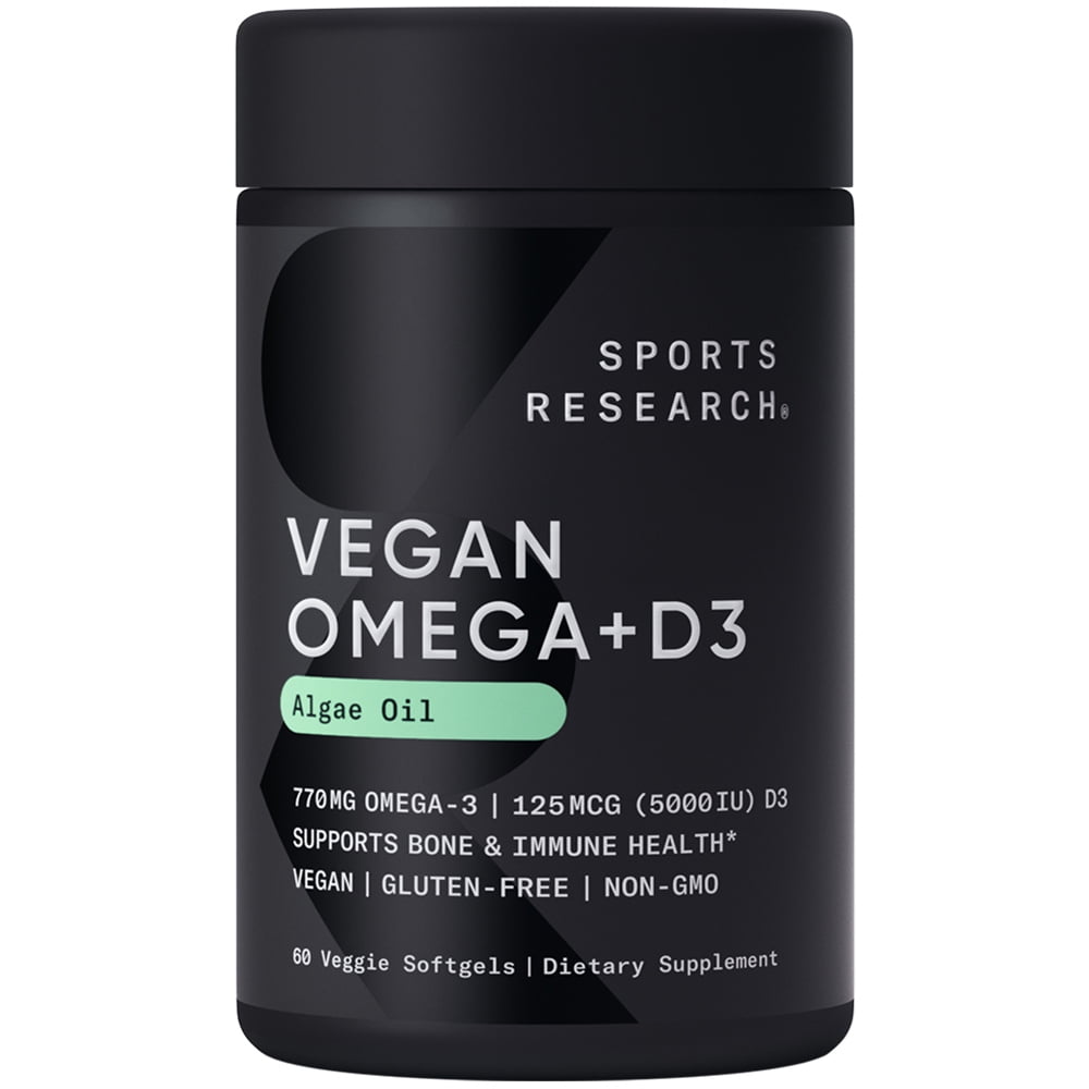 Vegan Omega3 with Vitamin D3 Fish Oil Alternative sourced from Algae