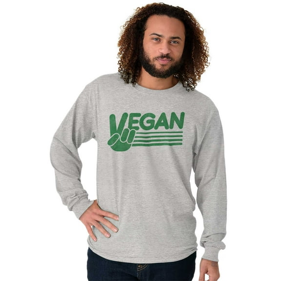 Vegan Peace Love Hippie Herbivore Plus Size Long Sleeve Graphic Tee Shirt Brisco Brands 3X