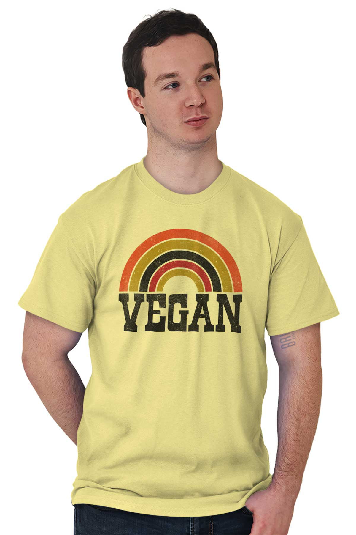 Hukommelse Specificitet Kan ignoreres Vegan Rainbow Vegetarian Hippie Cute Men's Graphic T Shirt Tees Brisco  Brands L - Walmart.com