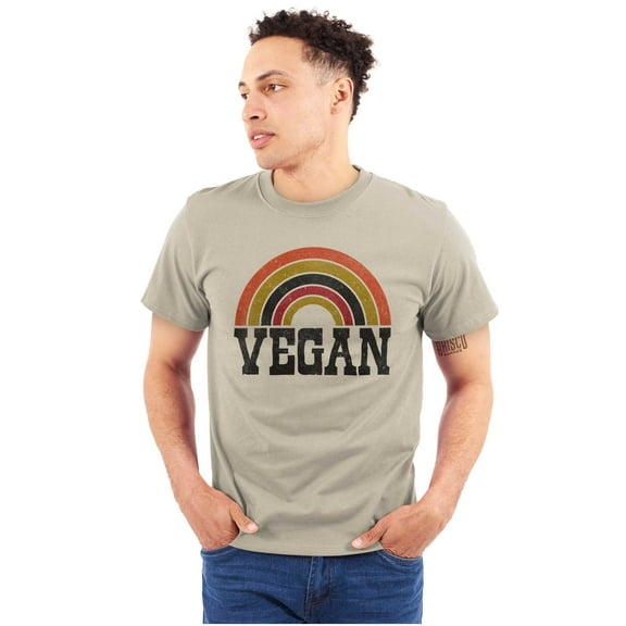 Vegan Rainbow Vegetarian Hippie Cute Plus Size Crewneck Graphic Tee Shirt Brisco Brands 2X
