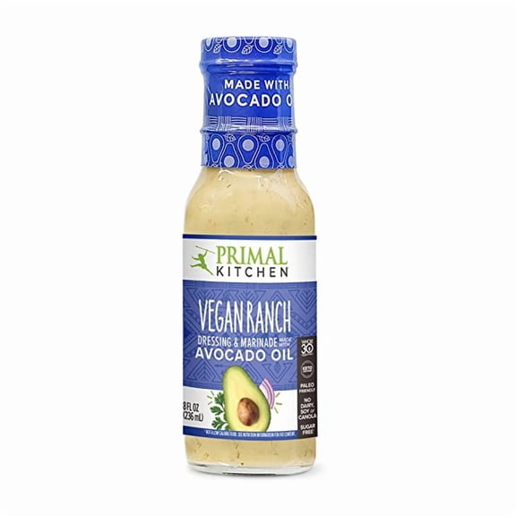 Vegan Ranch Salad Dressing & Marinade made with Avocado Oil, Whole30 Approved, Paleo Friendly, and Keto Certified, 8 Fluid Ounces
