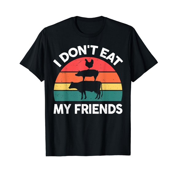 Vegan-Shirt I Dont Eat My Friends Vegetarian Funny Men Women T-Shirt