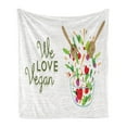 thumbnail image 1 of Vegan Soft Flannel Fleece Blanket, We Love Vegan Food Concept Text with Vegetable Fresh Salad Illustration and Utensils, Cozy Plush for Indoor and Outdoor Use, 50" x 70", Multicolor, by Ambesonne, 1 of 5