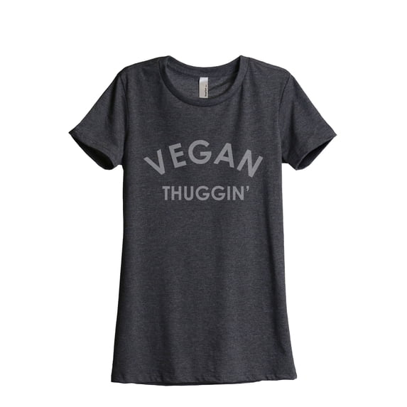 Vegan Thuggin' Women's Fashion Relaxed T-Shirt Tee Charcoal Grey X-Large