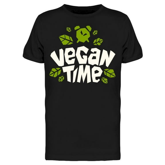 Vegan Time Logo Green Leaves T-Shirt Men -Image by Shutterstock, Male Large
