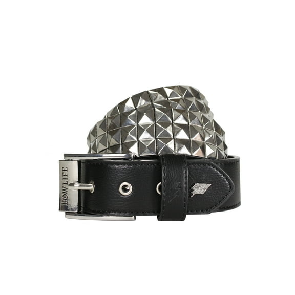 Vegan Triple S Studded Faux Leather Belt [Black and Silver]