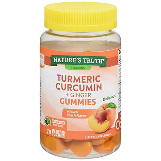 Vegan Turmeric Curcumin Gummies 70 Count Plus Ginger Peach Flavor